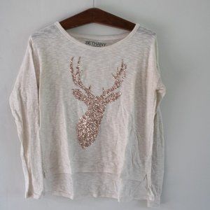 Lightweight Long Sleeve Cream Shirt w/ Sequin Deer